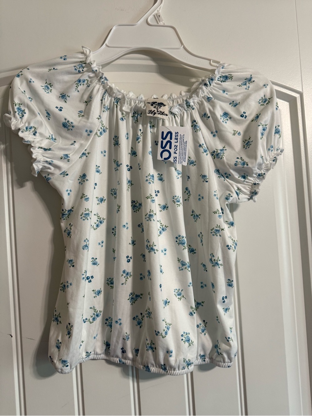 Lily Bleu White Floral Peasant Top for Kids LG 14